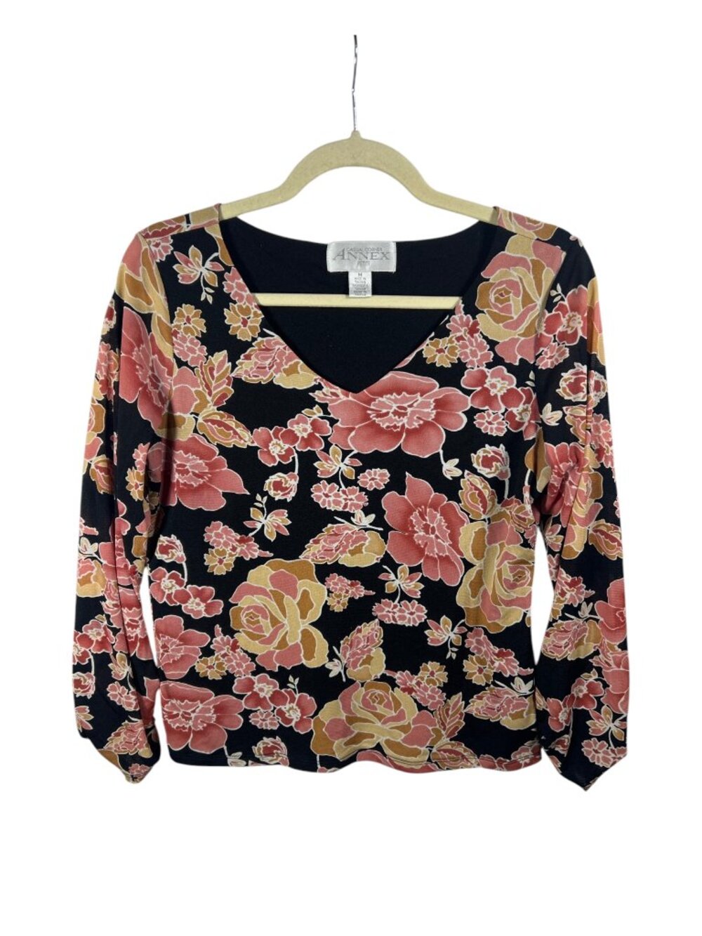 Annex Casual Corner Top Womens Medium P Blouse V Neck Long Sleeve Y2K Floral